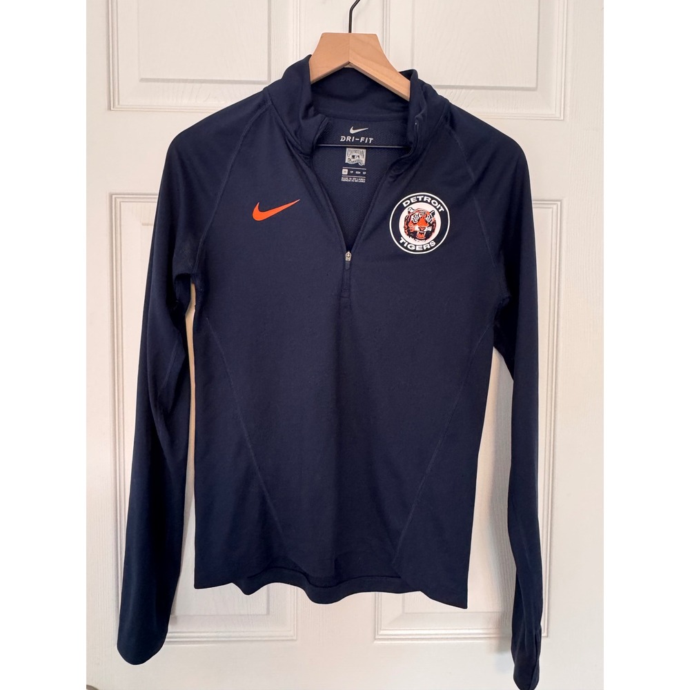 Nike Dri-Fit Detroit Tigers 1/4 Zip Pullover navy blue long sleeve